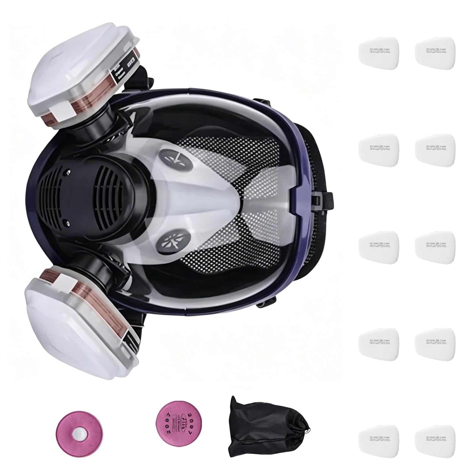 Protection intégrale du visage avec boîte de filtre et coton pour une respiration confortable industrielle et longue durée