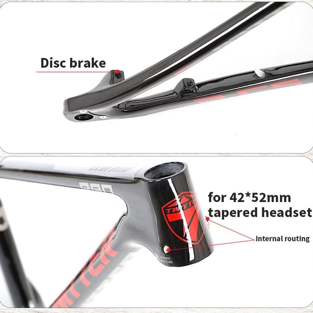 Carbon Mountain Bike Frame 27.5er 29er Hardtail Bike Frame XC/AM 15''/17''/19'' Disc Brake Bike Frame Thru Axle 12x142/148mm Internal Routing(Black Red,29 * 17'')