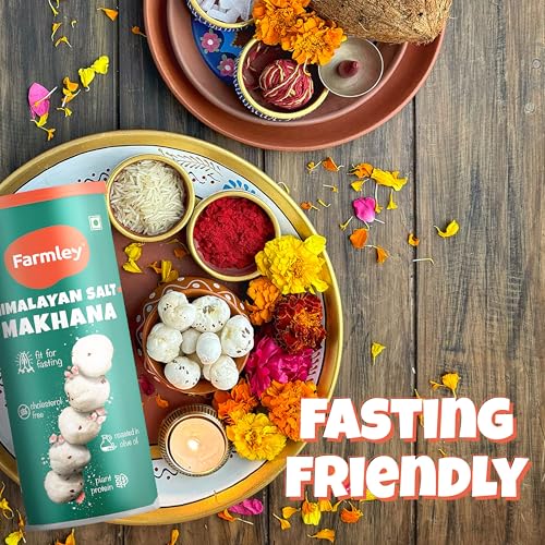 Image of Farmley Roasted Makhana, Himalayan Salted Flavour | 77g Each | Healthy Snack Roasted in Olive Oil | Guilt-Free & Crunchy Munchies | Pack of 2