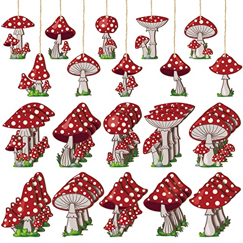 Patelai 30 Pcs Red Mushroom Ornaments for Tree...