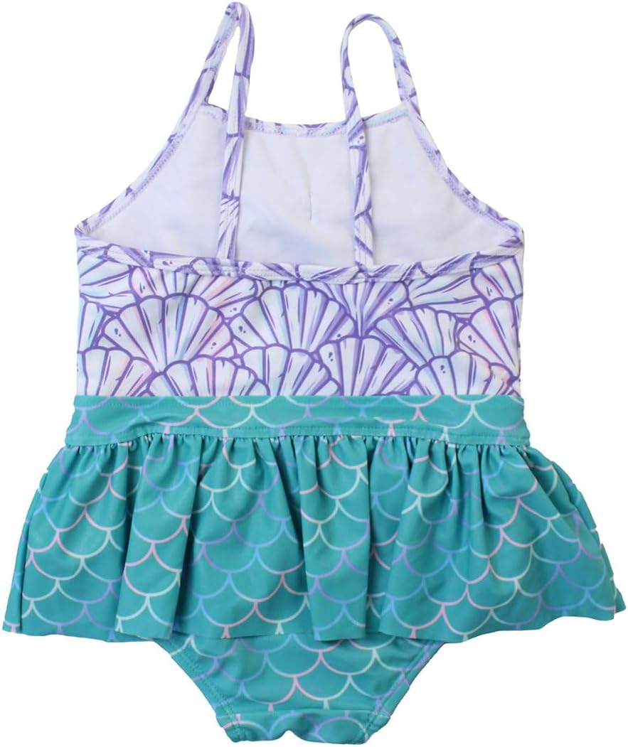 RuffleButts Girls UPF50+ Sun Protection Princess Sleeveless One Piece Swimsuit