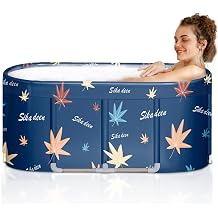 Portable Bathtub, Foldable Freestanding Bathtub, Japanese Bathtub, Shower Stall Tub, Bathroom Foldable Spa Bath for Adults, Boys & Girls, Outdoor/Indoor Hot Ice Bath, 47 Inch, Blue, PVC
