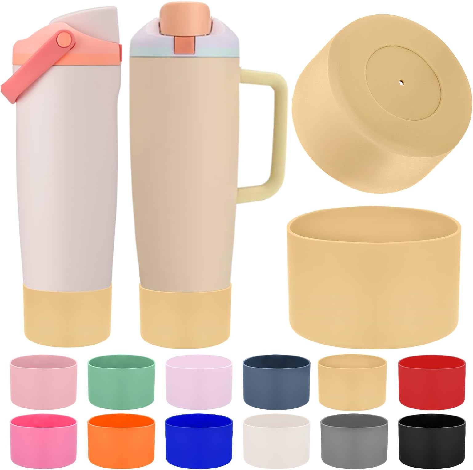 Mity rain 2PCS Protective Silicone Boots for Owala 30oz & 40oz FreeSip Sway Bottles & Tumblers - Accessories for owala, Enhances Stability & Prevents Scratches(Autumn)