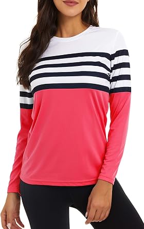 KINGFEN Women's UPF 50+ Sun Protection Quick Dry Shirts Hiking Long Sleeve Tops