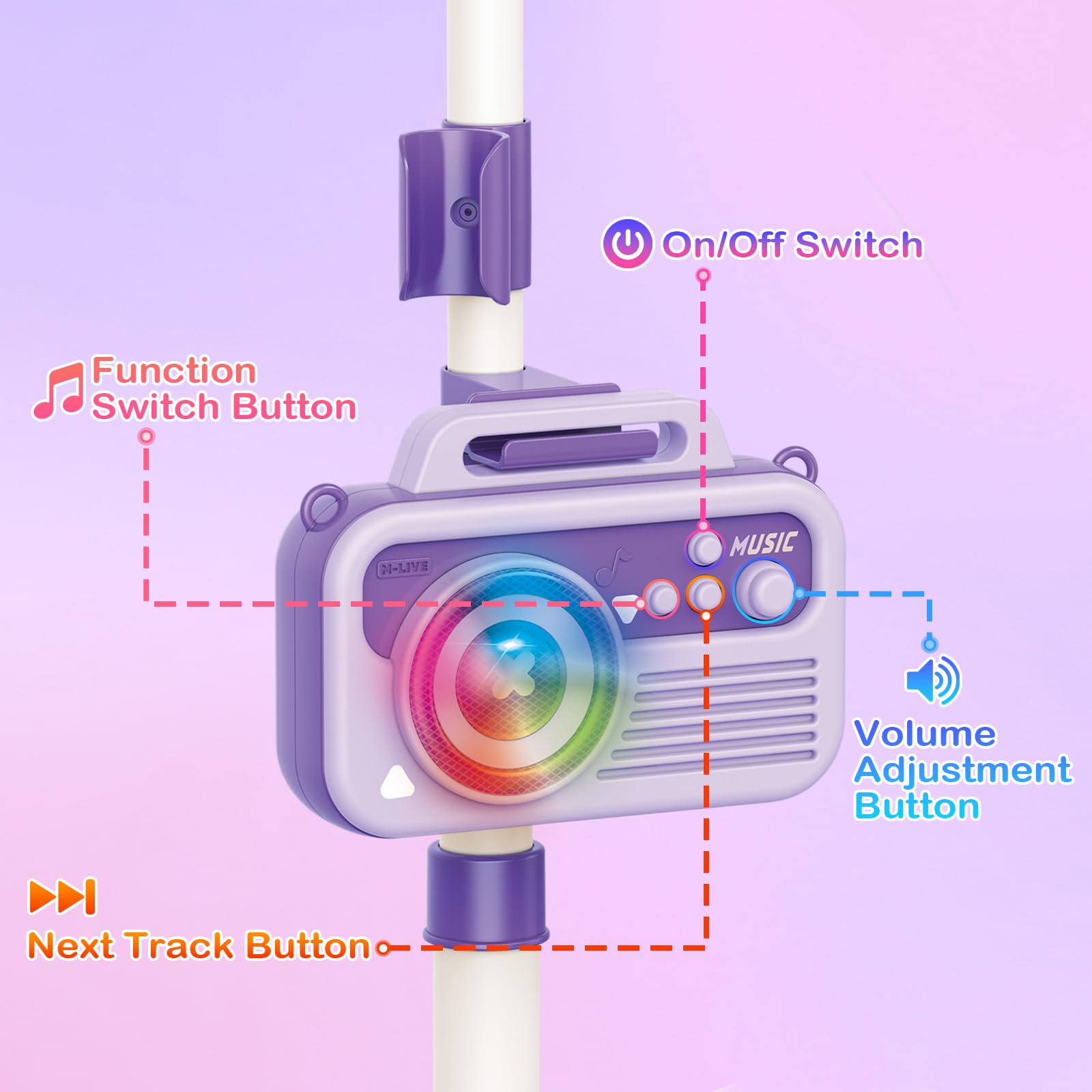 Microfono per karaoke Bluetooth per bambini, con supporto regolabile, macchina per karaoke per bambini, con macchina per creare bolle, cambia Vioce, luci colorate, microfoni per cantare Natale, regali