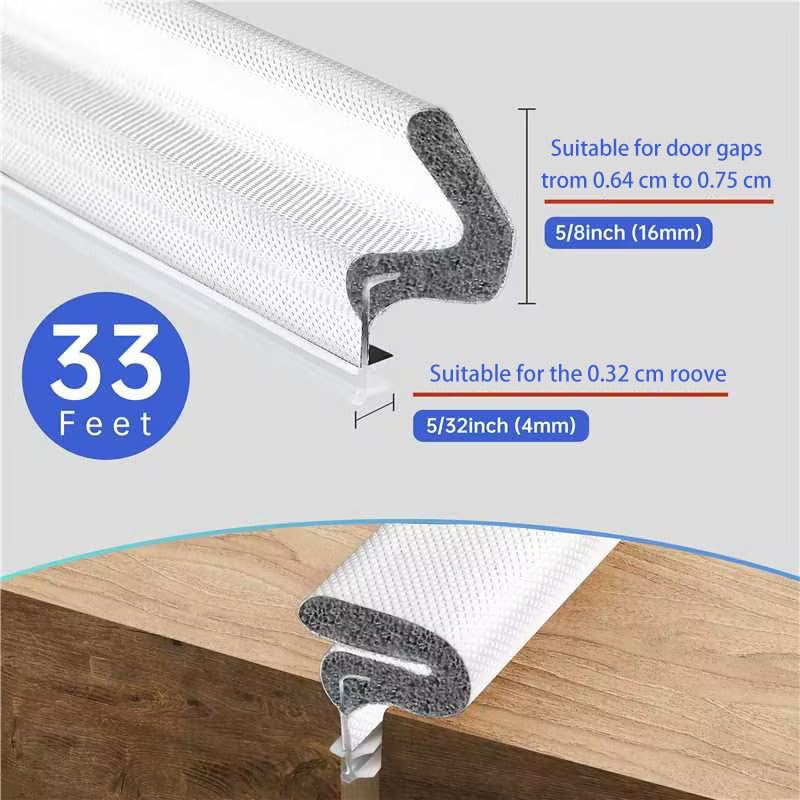 10M/392inch Kerf Weather Stripping for Doors,PU Foam V Shaped Door Draft Excluder Tape,PVC Soundproof Window Insulation Gasket Rubber Seal Replacement,External Door Frame Sealing Draught Excluder Whit - Image 2