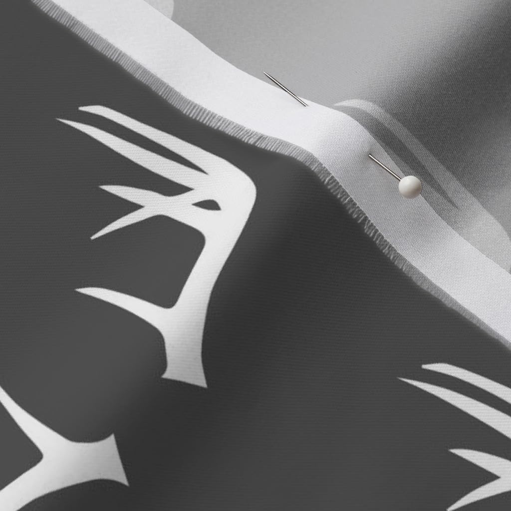 Spoonflower Fabric - Antlers Charcoal Woodland Collection Gray Deer Buck Printed on Organic Cotton Sateen Fabric by The Yard - Sewing Quilting Apparel Home Decor