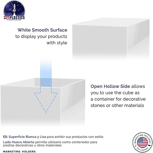 Miniatura 5 de Marketing Holders Caja de exhibición de acrílico blanco de 9 pulgadas Elevador de producto al por menor cuadrado Un lado abierto Sin tapa Caja de