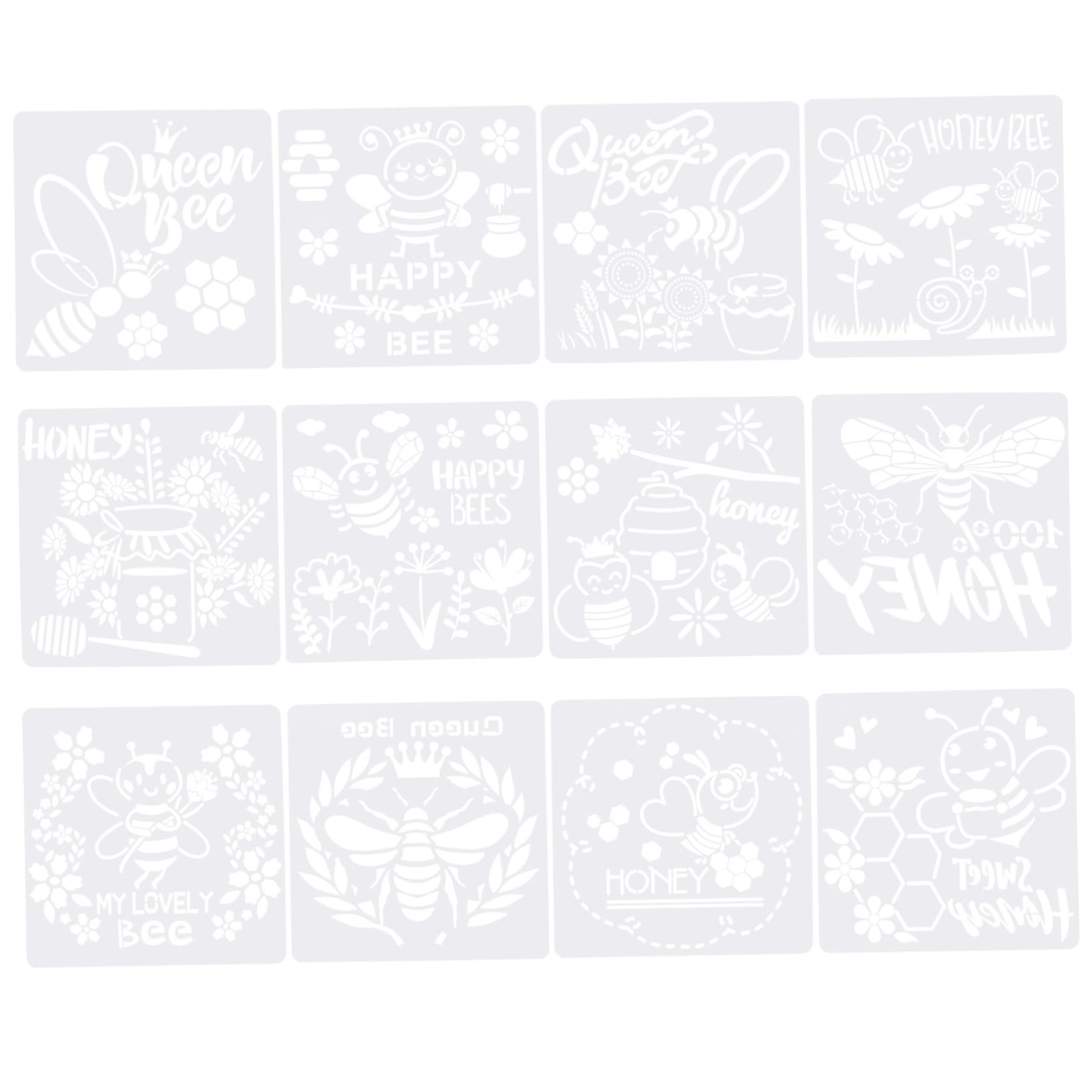 jojofuny 3 Set Stencil Decorativi Con Motivi Api Template Pratici Per Progetti Diy E Pittura Per Decorare E Tessuti 12 Fogli*3
