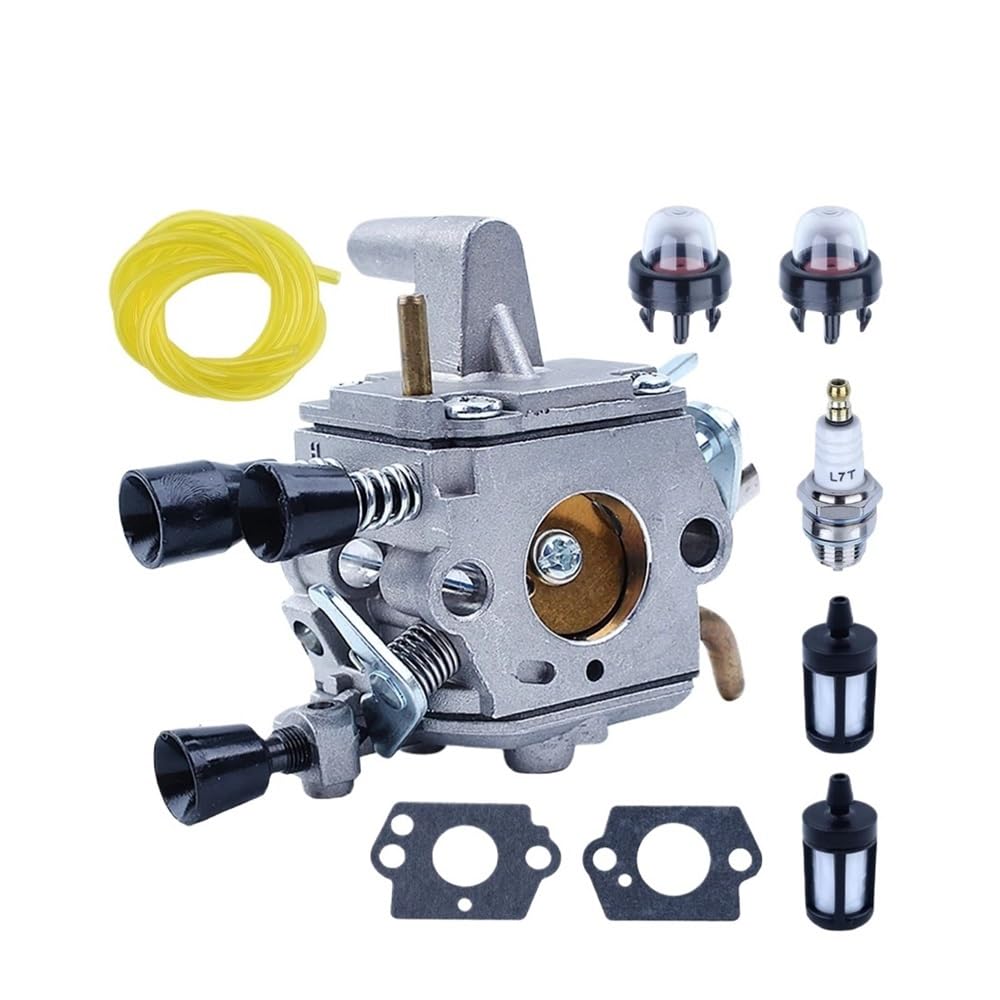 Kit de filtro de combustible y junta de carburador compatible with recortadora FS120, FS200, FS250, FS300 y FS350 con línea de combustible y bujía 4134 120 0603