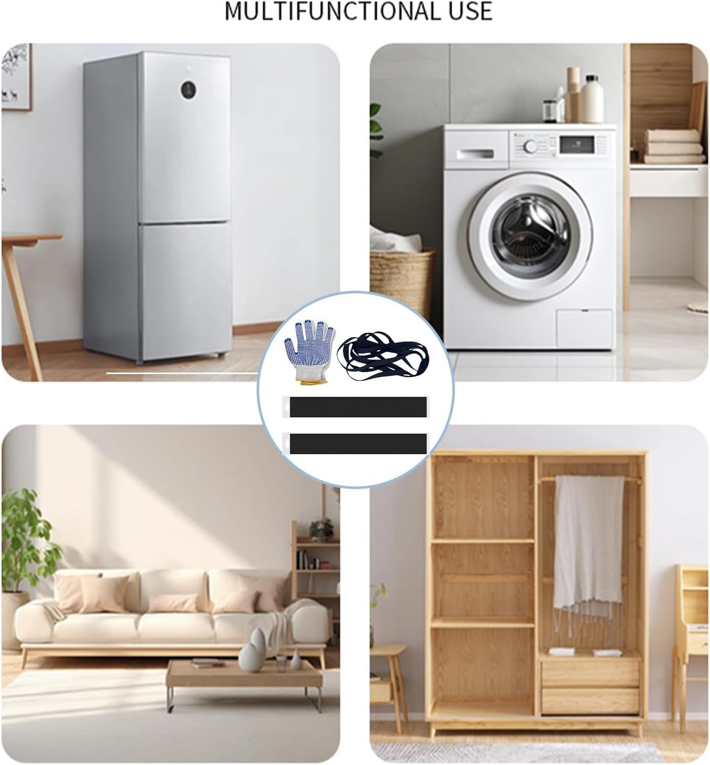 Multifunctional Furniture Slider - Heavy Duty Slide Pad for Home Washing Machines, Suitable for Carpet, Concrete, Tile(Black and White)