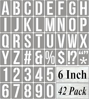6 Inch Alphabet Letter Stencils for Painting - 42 Pack Letter and Number Stencil Templates with Signs for Painting on Wood, Reusable Numbers and Letters Stencils for Chalkboard Wood Signs & Wall Art