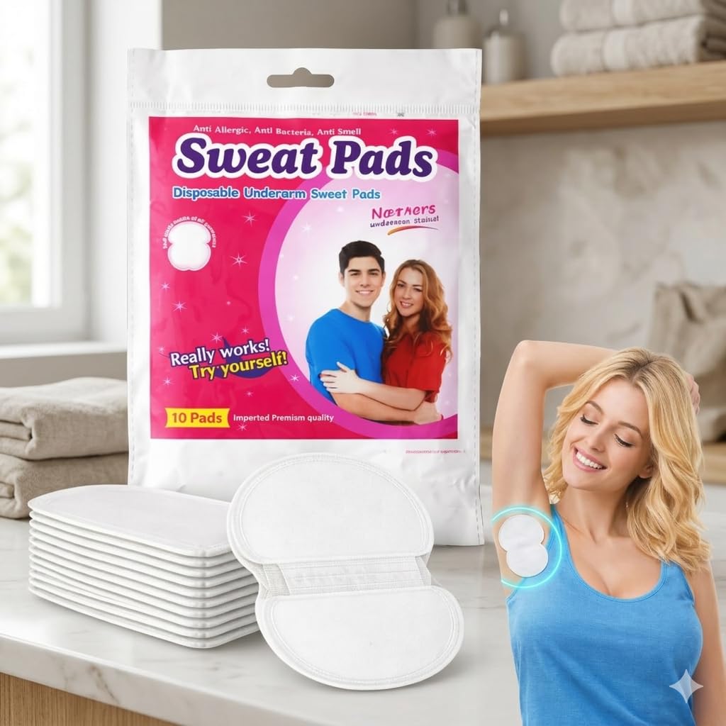 Underarm Sweat Pads Disposable for Men & Women, Sweat Absorbing Pads, 10 PCS (SP-103)