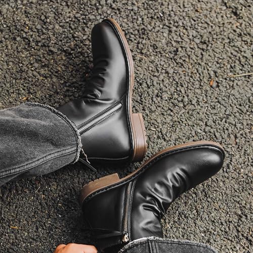 Tanner Shoes Men's Chelsea Boots Casual Leather Chukka Boots Side Zipper Slip-on Ankle Shoes Fashion Dress Booties3