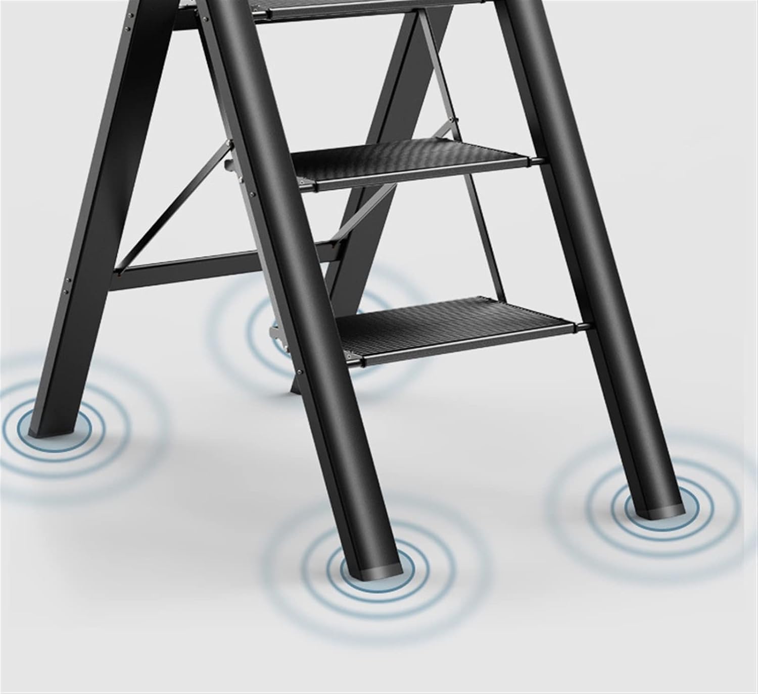 2 Steps Portable Ladder, Adult Indoor Flower Shelf Plant Racks Garden Heavy Duty Tool Folding Aluminum Alloy Step Stool Stepladder (Black) image 5