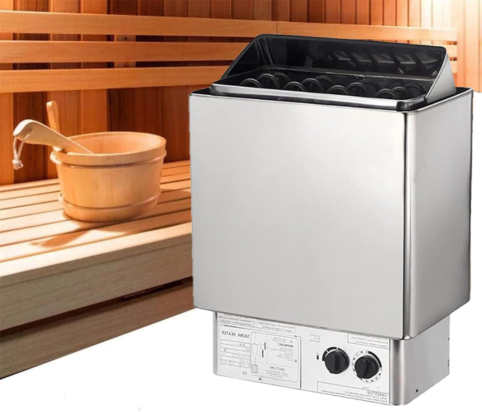 XCSCUK Electric Sauna Heater,Stainless Steel Wet Dry Stove,Built-in Internal Control,for Home Hotel Spa Shower Steam Room (4.5KW)