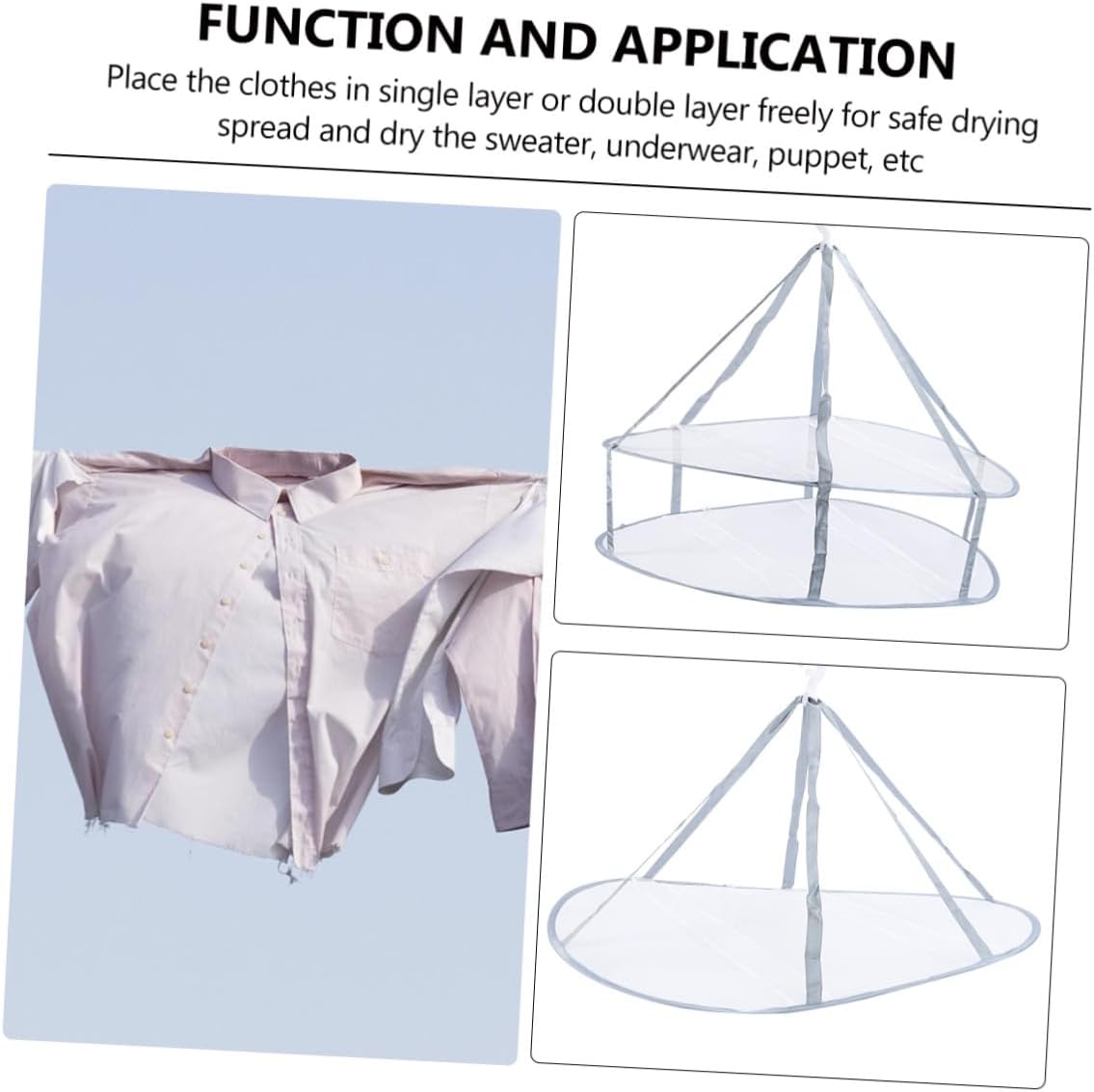 Tofficu 3pcs Clothes Drying Basket Hanging Rack Set Mesh Laundry Storage Organizer for Socks Sweaters Household Drying Rack for Delicates