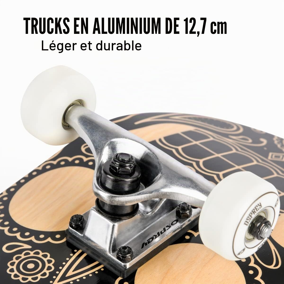 Skateboard Osprey complet débutants double kick trick, 31 x 8”, deck érable