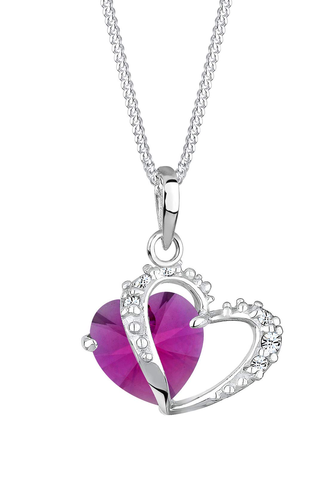Elli Necklace Heart Pink Crystals 925 Sterling Silver