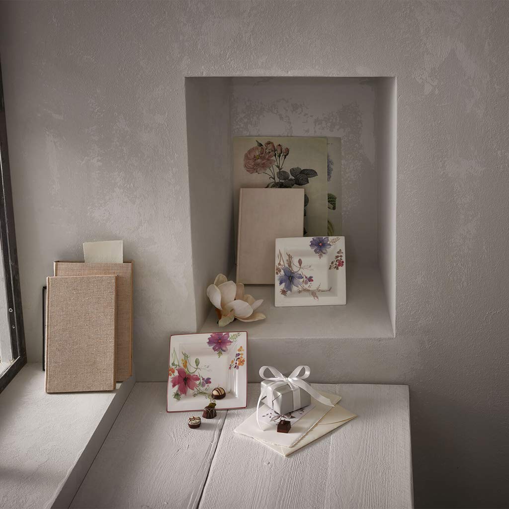 Villeroy & Boch Design Naif Quadratische Schale Aus Premium-Porzellan, 14 X 14 Cm – Mit Landschaftsmotiv, Spülmaschinenfest & Stapelbar