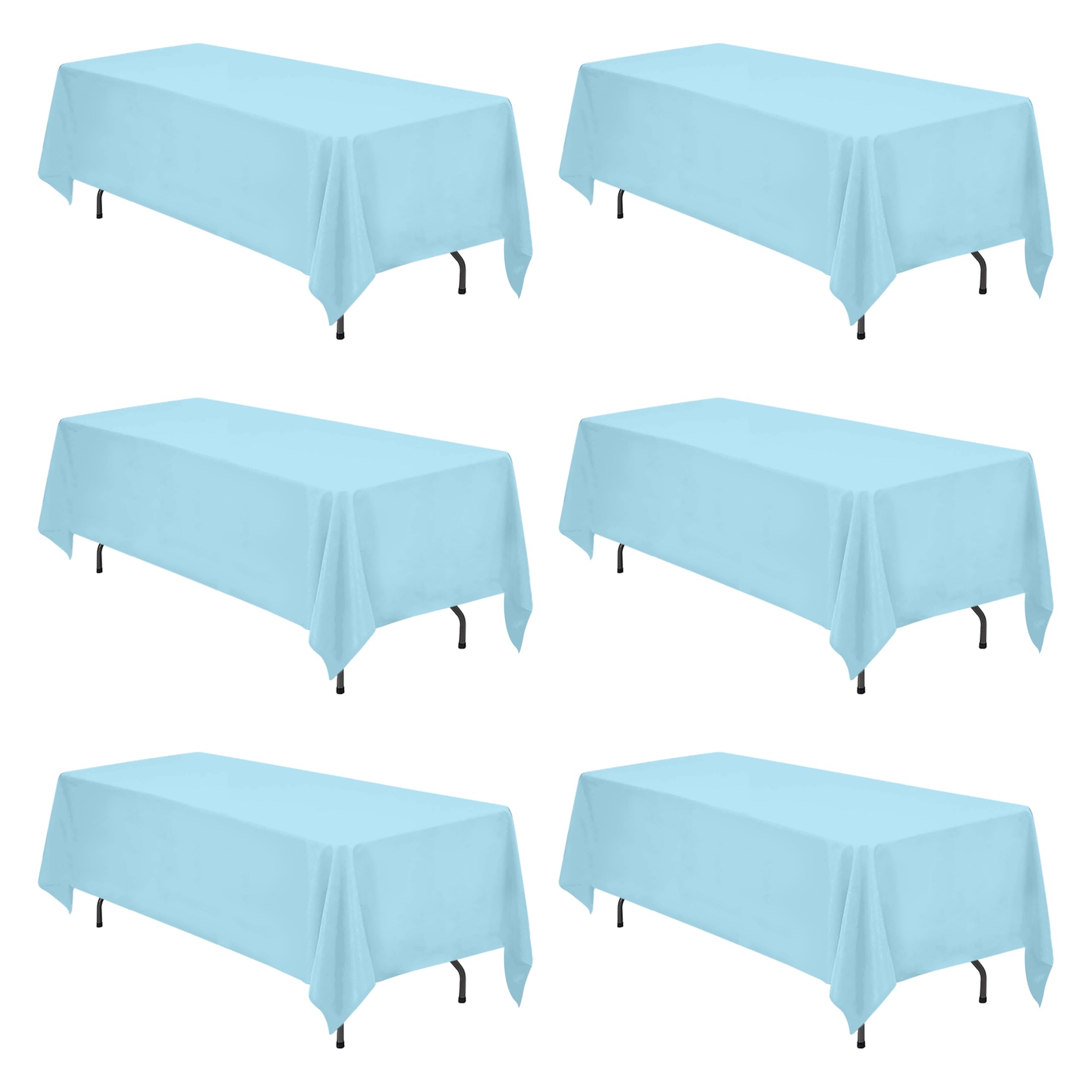 BRILLMAX 6 Pack Light Blue Tablecloths 70 x 120 Inch for 6ft or 8ft Rectangle Tables - Rectangular Bulk Linen Polyester Fabric Washable Cloth Cover