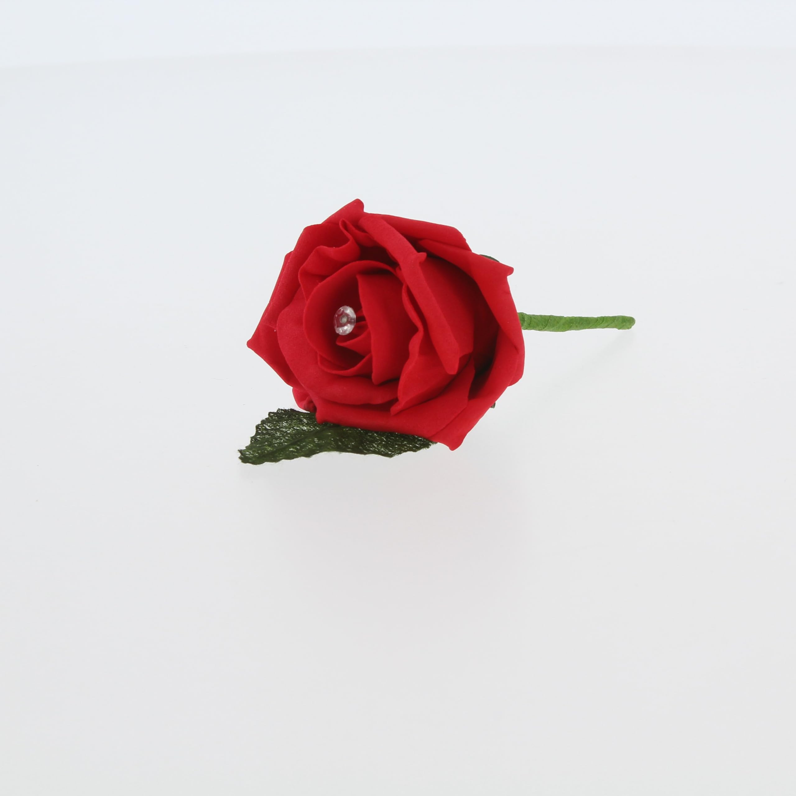Shimmer-hj 100 Red Handmade Rose Buttonholes with Diamante - Perfect Artificial Flower Boutonniere & Corsage for Weddings, Proms, Bridal Parties, Bride, Groom, Bridesmaid, and Guests