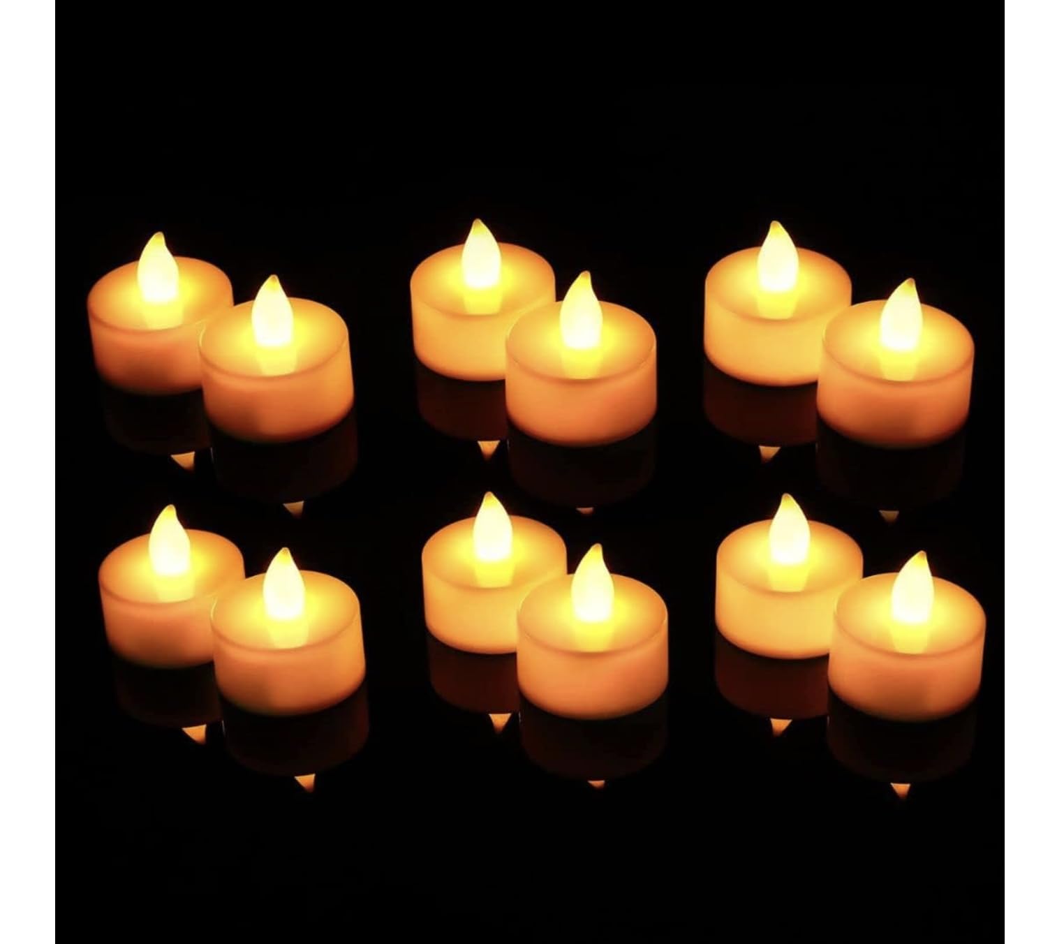 12 Pcs Acrylic Flameless & Smokeless Decorative Candles Led Tea Light Candle for Festivals Ganapati Utsav,Gauri Pooja,Diwali | (Acrylic-12Pcs-Yellow)-image-44
