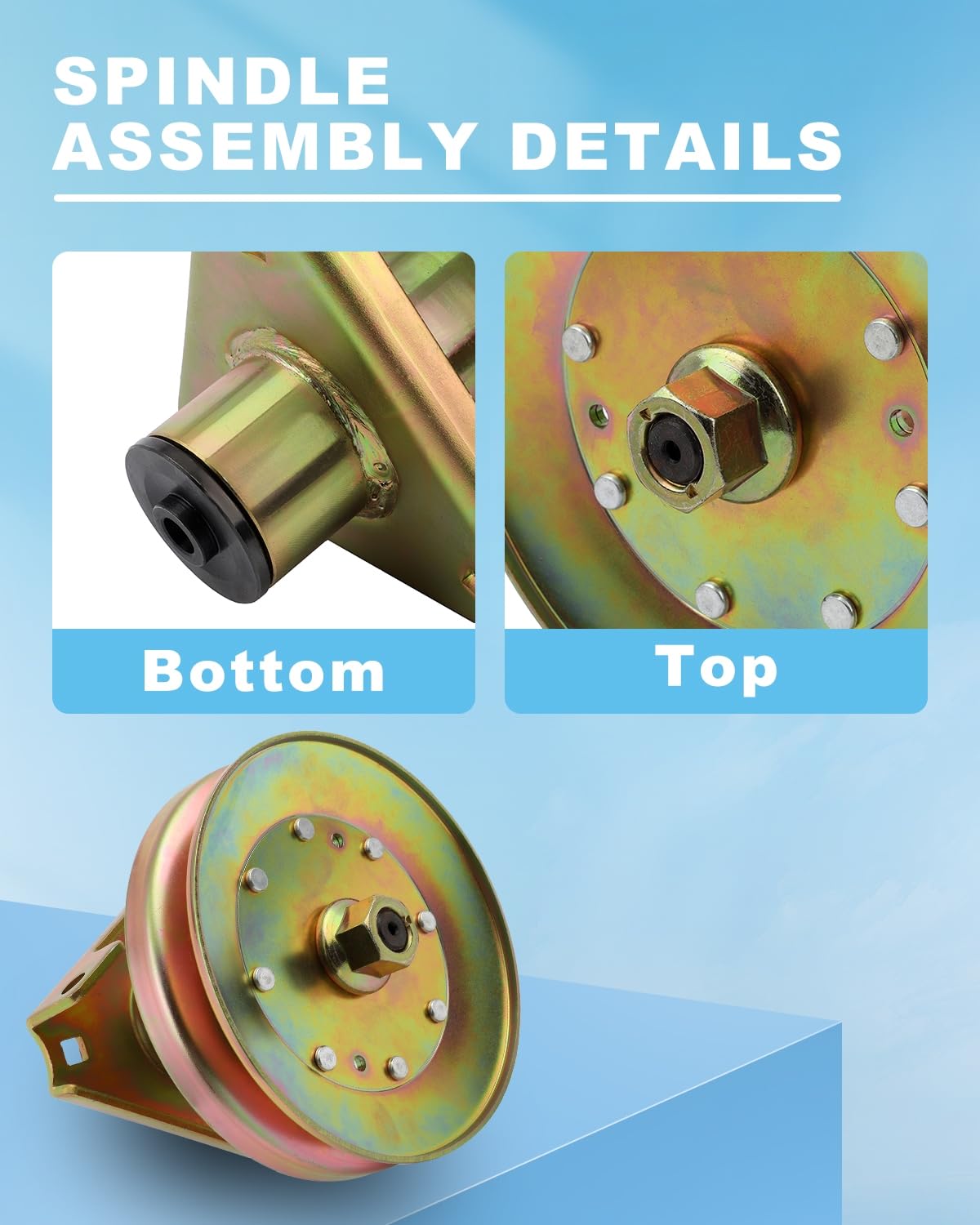 Spindle Assembly With Pulley and Grease Fitting Compatible With John Deere AM124511, AM118532