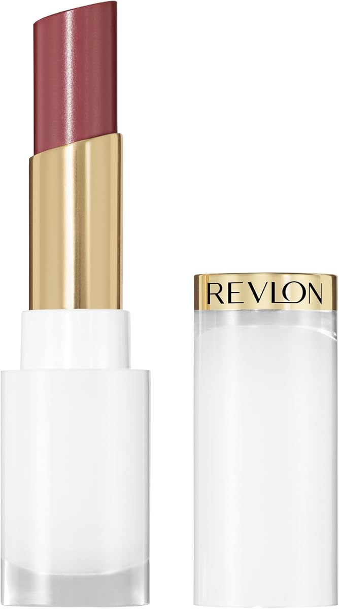 REVLON Bálsamo de brillo de vidrio súper brillante, 008 Ron con pasas, 0.11 oz | Bálsamo labial transparente y brillante con ácido hialurónico, aloe y cuarzo rosa. Brillo hidratante en una sola pasada.