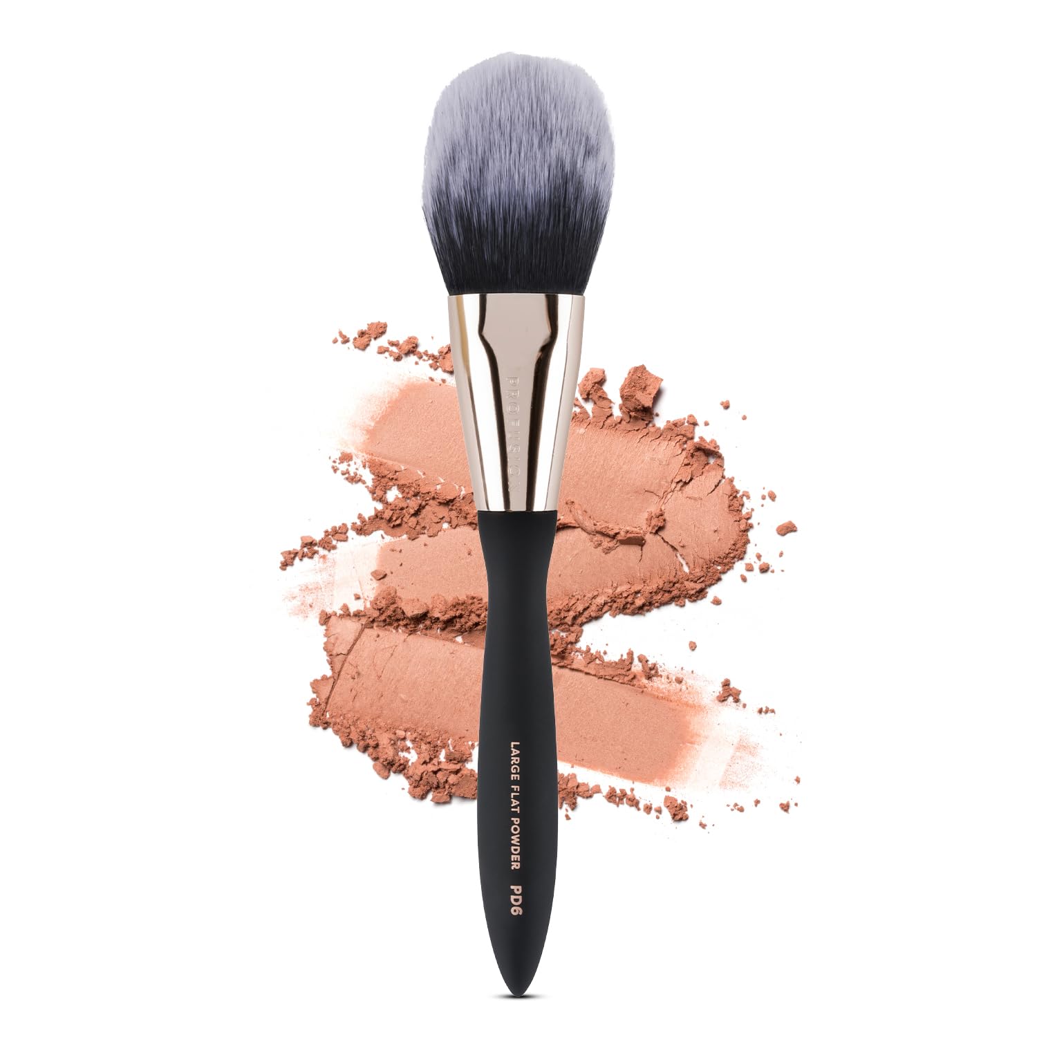 Profusion Cosmetics Artistry Series Large Flat Powder Brush, Airbrushed Application of Powder Products With Soft Touch Matte Finish, Waved Handle for