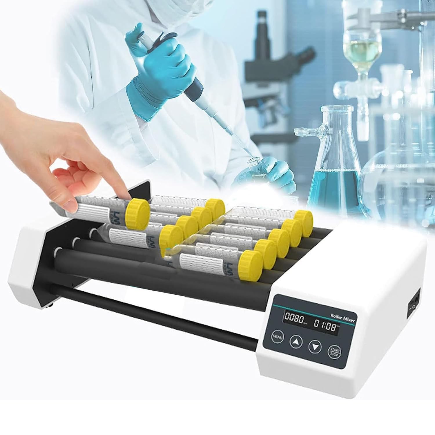 Labor-Rollenmischer, digitaler Rollenmischer, Orbitalrotationsschüttler mit 6/8 Rollen, für Labore, Bioengineering,8pro