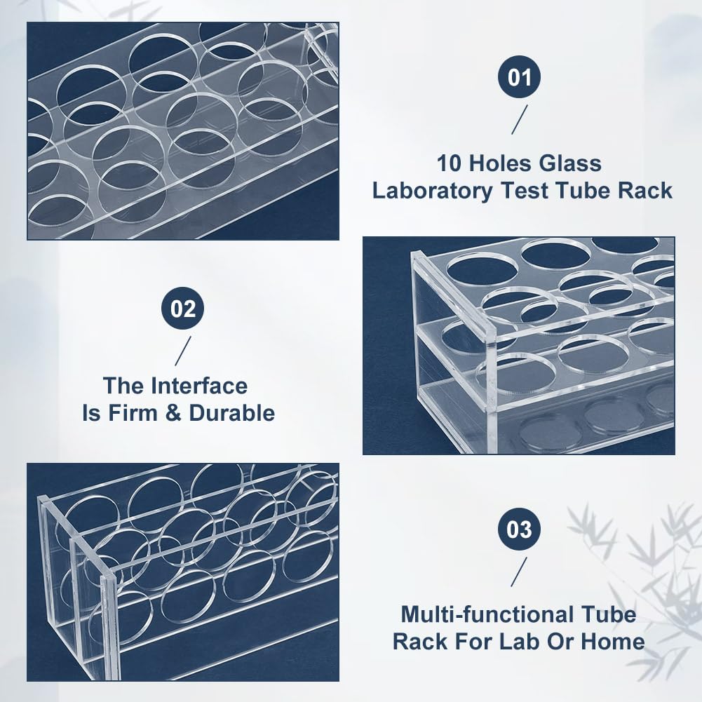 OLYCRAFT Gradilla Acrílica Transparente para Tubos de Ensayo 30mm Agujero para Tubos de Centrífuga 50ml Laboratorio