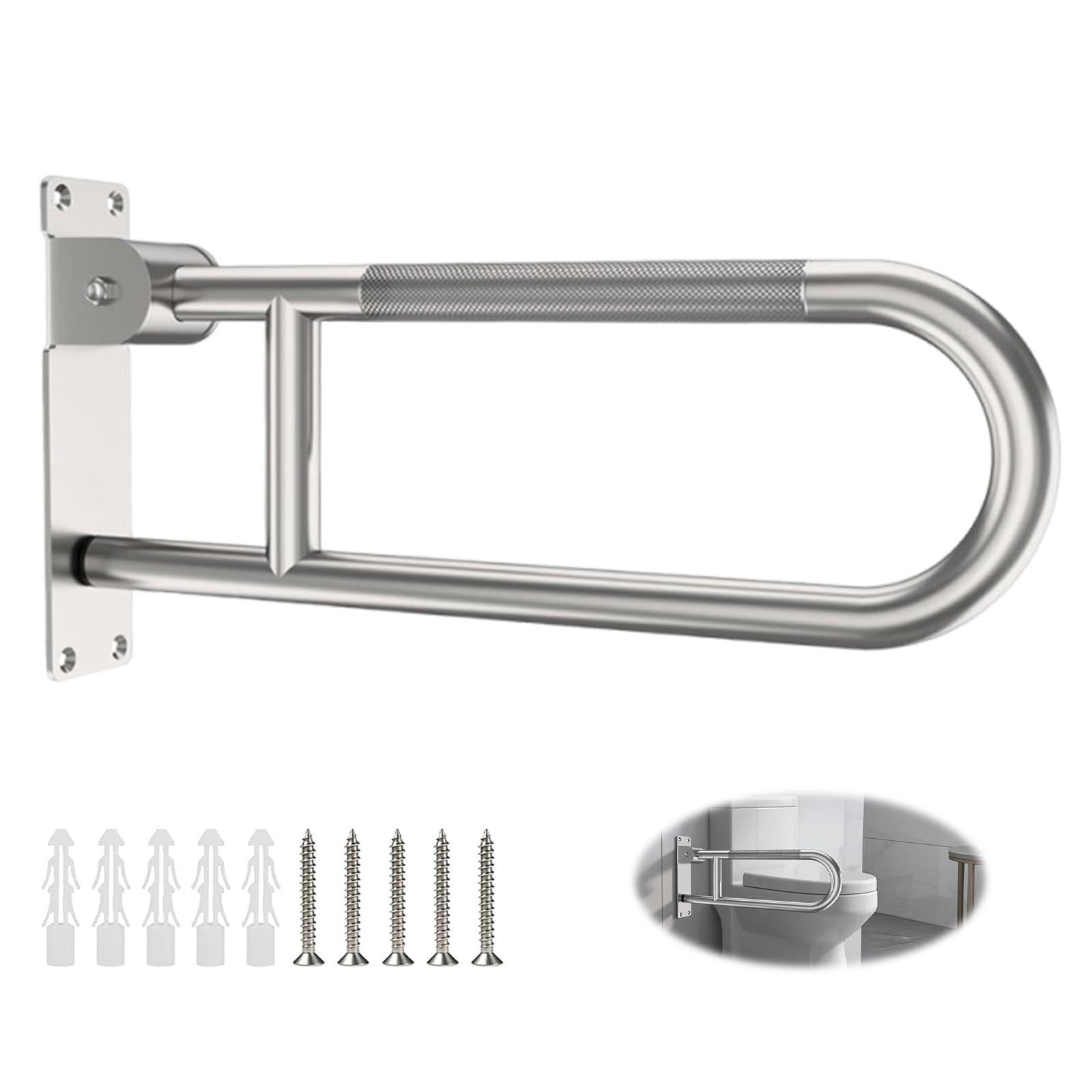 Maniglione Bagno Disabili 60cm, Maniglia Doccia Anziani | Maniglione Pieghevole Antiscivolo in Acciaio Inox Per Anziani, Disabili,Supporta 300-350kg