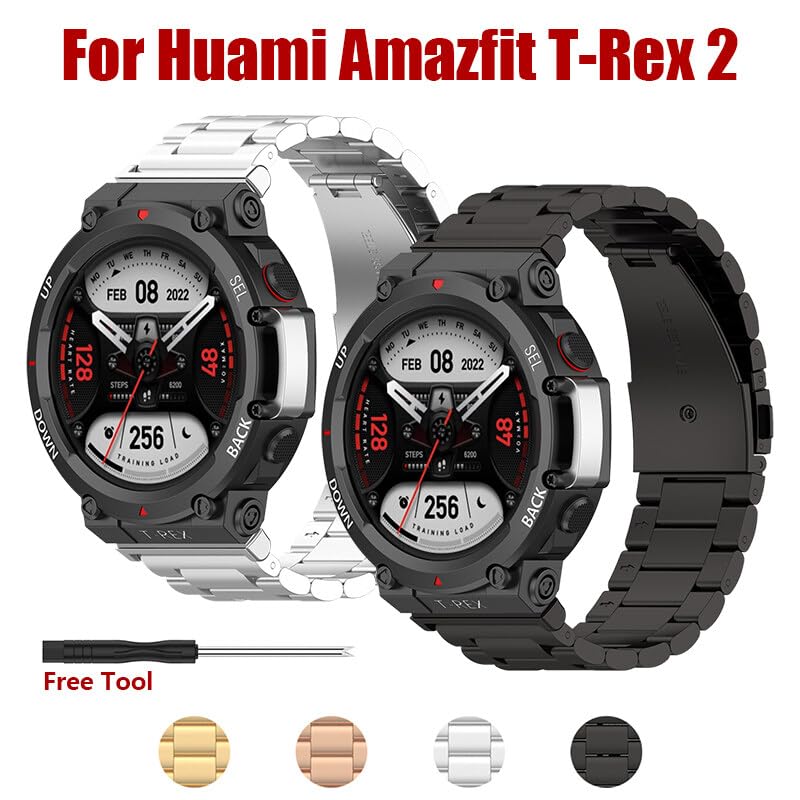 Image of YODI Strap Band Compatible with Amazfit T-Rex 2 Smartwatch Only Soft Silicone | Nylon | Chain | Leather Watch Straps with Installation Adjuster Tool For Amazfit TRex 2