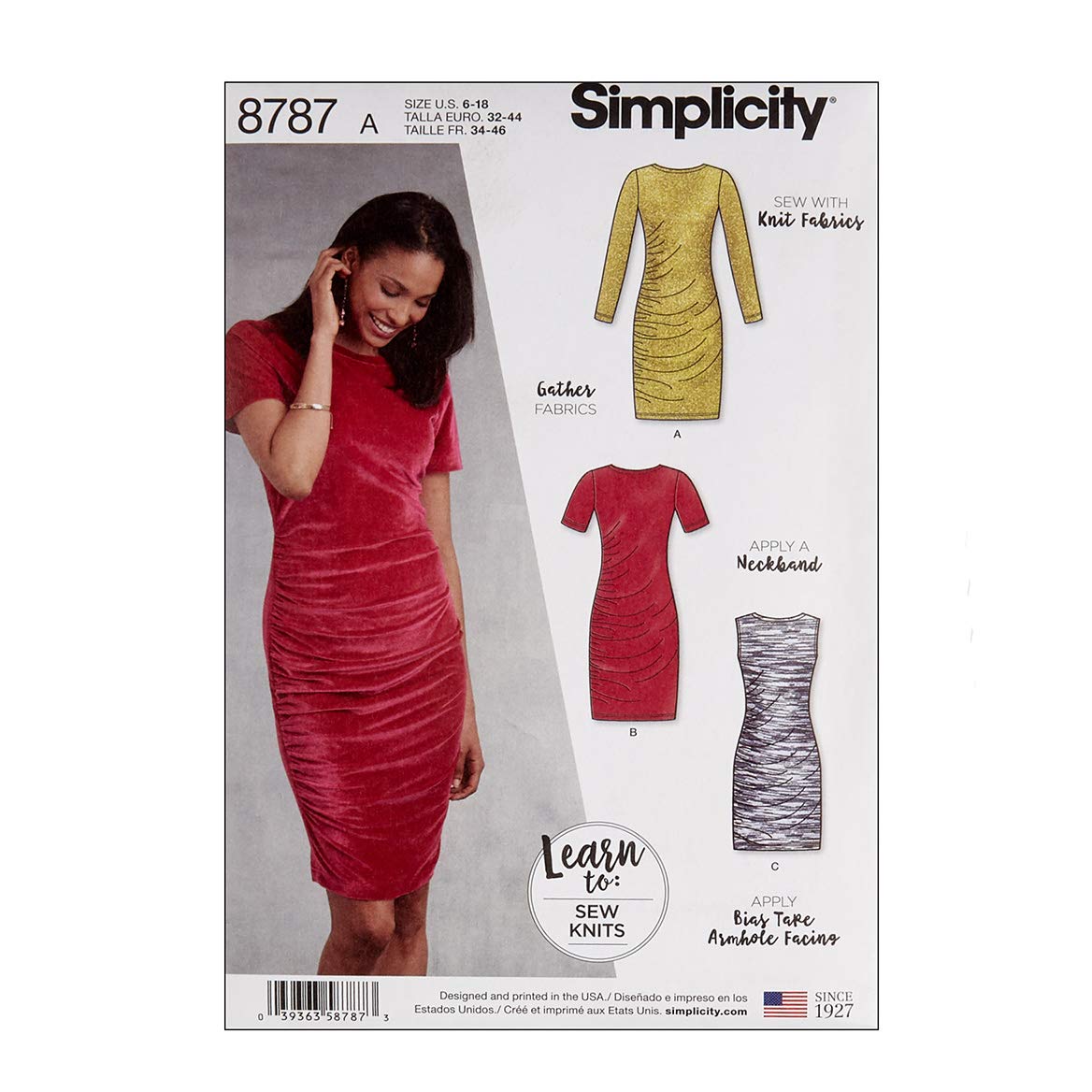 sew knit dress Simply Creative Group Simplicity 8787 Learn to A (Sizes 6-18) Multi : Arts, Crafts & Sewing knit fabric dress pattern