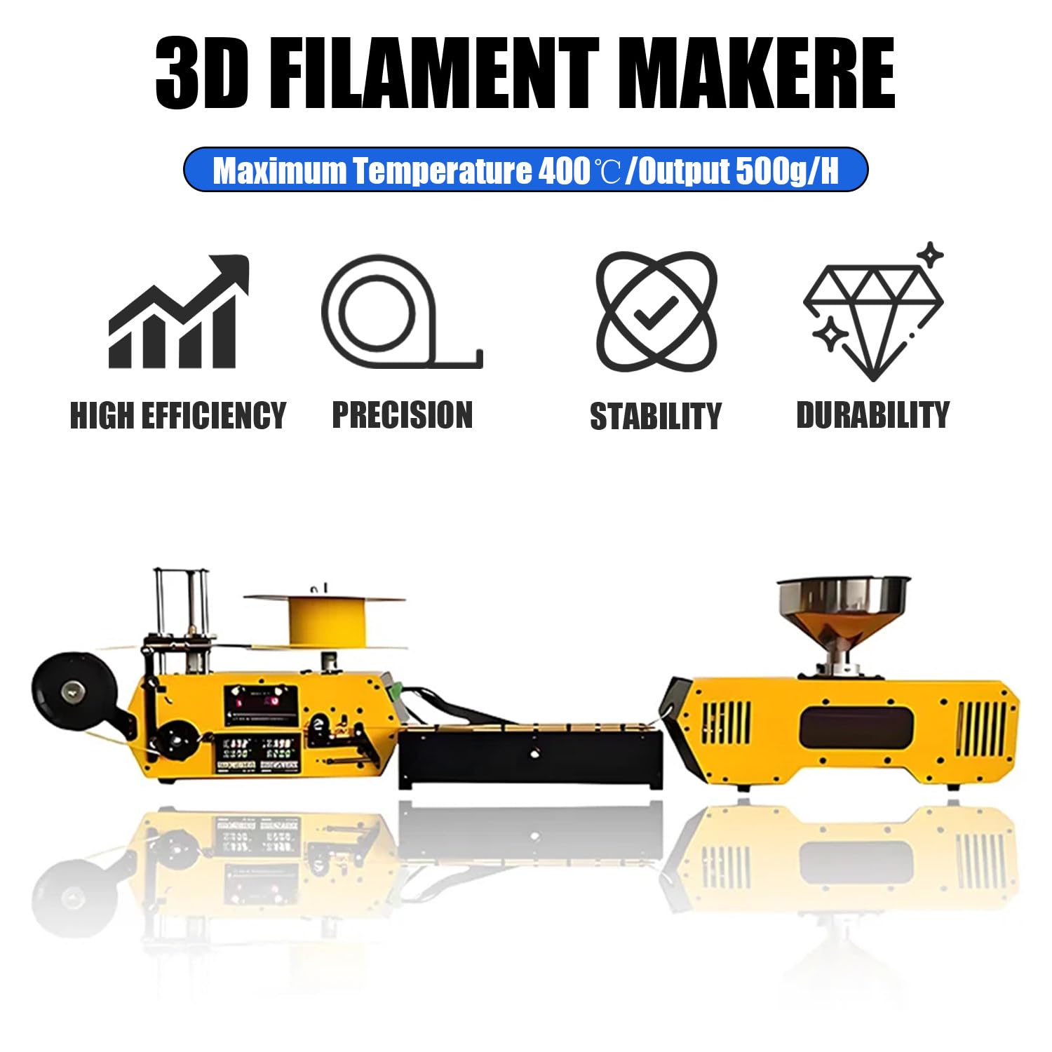 3D-Drucker-Filament-Recycler, verstellbarer Durchmesser, Extrusion mit Wicklung für Heimwerker und professionellen Einsatz