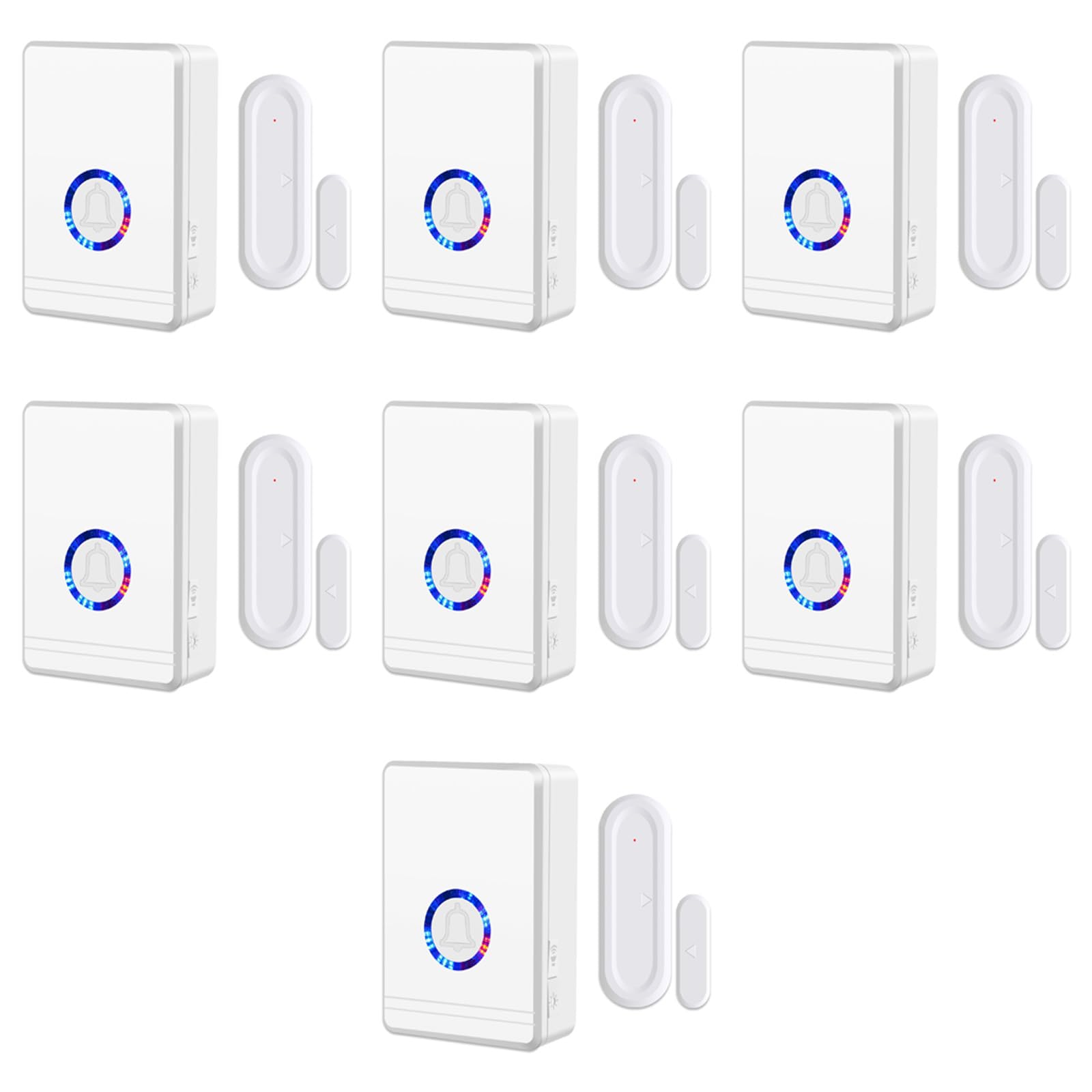 NineLeaf Tür Fenster Sensor, Türsensor Home Alarmanlage, Türalarm Fensteralarm 200M/600FT Reichweite 48 Melodien auf 5 Volumes Tür Laden Haus Büro Fensterkontakt 7 Empfänger 7 Magnetischer Sensor
