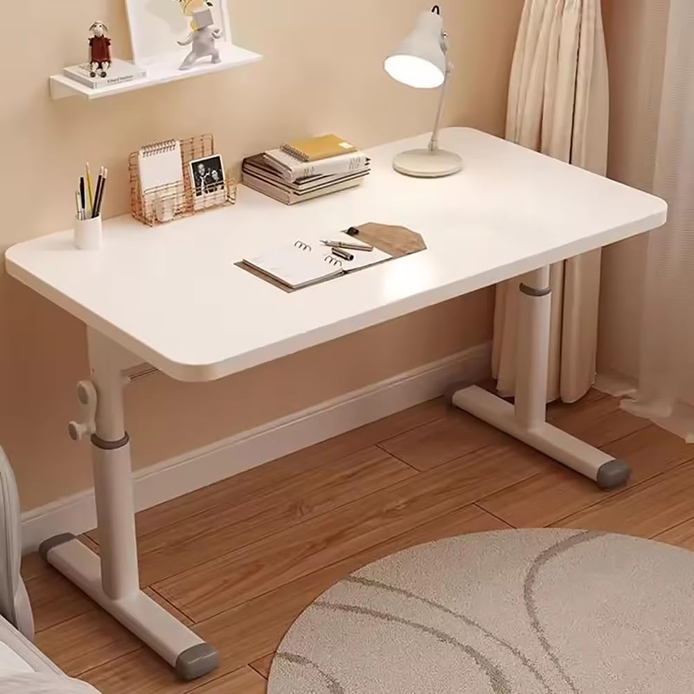 CGCSYZ Height Adjustable Desk, Crank Computer Table, Home Office Workstation for PC, Study & Writing, White, 100cm - Ergonomic Design (Bianco 80cm)