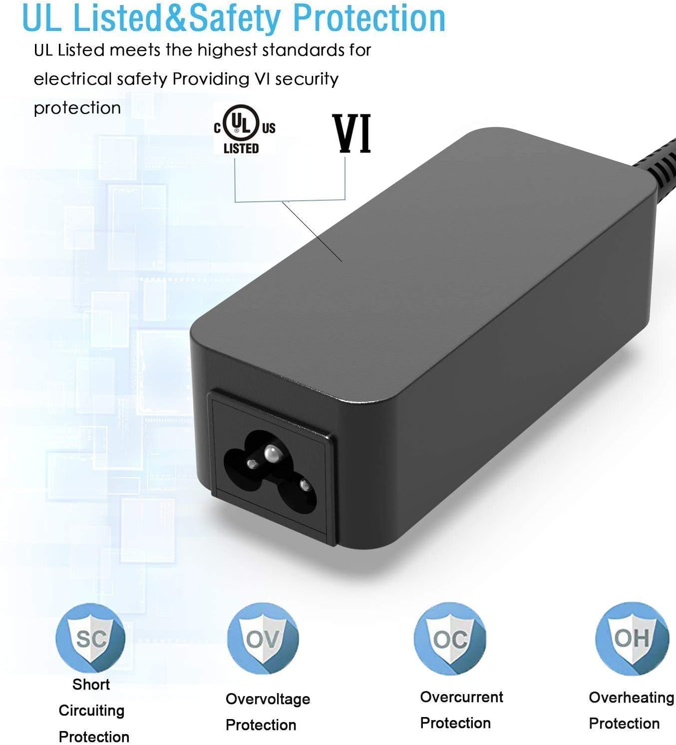 UL Listed AC Charger Fit for Acer Chromebook 15 N15Q8 N16Q13 N16P1 N15Q10, Fit for Spin N16W1 N17W2 N17W5 N19P1 CB3-532 CB3-531 45W Laptop Adapter Power Supply Cord