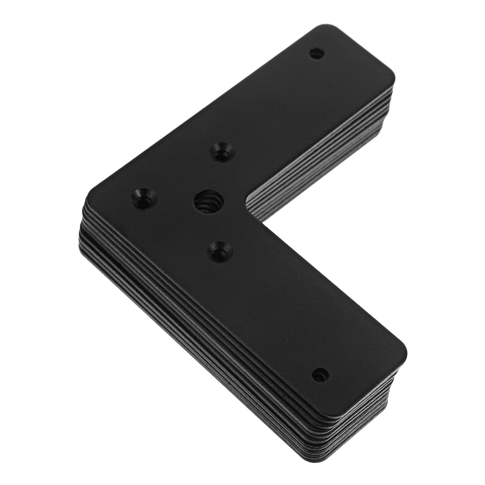 Soportes de esquina en L Lurrose de hierro negro con placas planas de 4x4 cm para estantes de madera