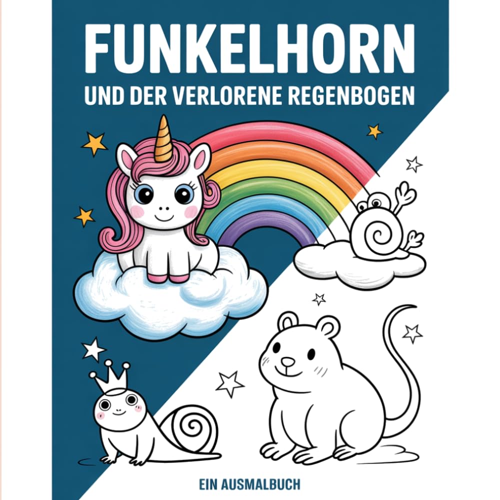 Funkelhorn und der verlorene Regenbogen: Ein Ausmal-Abenteuer für kleine Künstler