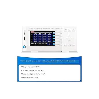 3-Phase Power Quality Analyzer 60A Touchscreen with 2-63rd Harmonic Analysis AC Current 0.010-60A 0.2%