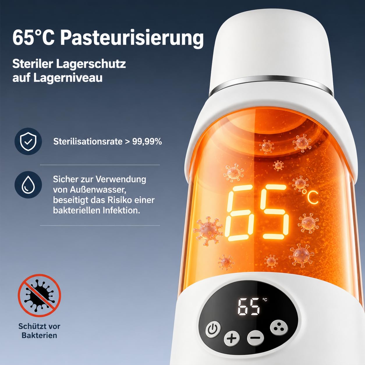 Calentador de biberones portátil para bebé, capacidad de 500 ml, leche materna y agua, puede calentar, mantener caliente y esterilizar, calentamiento rápido en 3 minutos