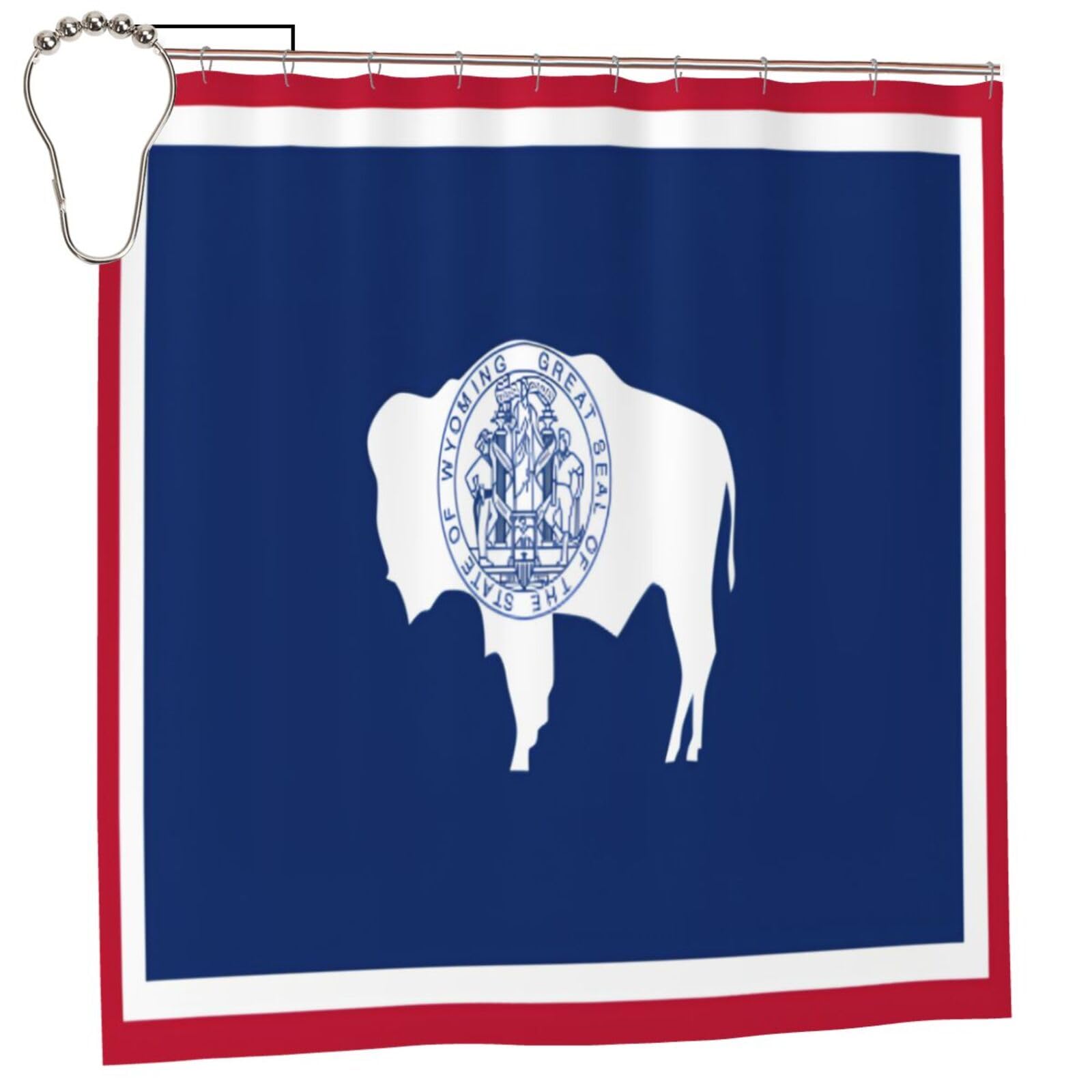 Klgrtjhk Iron Wyoming State Flag Shower Curtain 72X72in Bathroom Curtain﻿