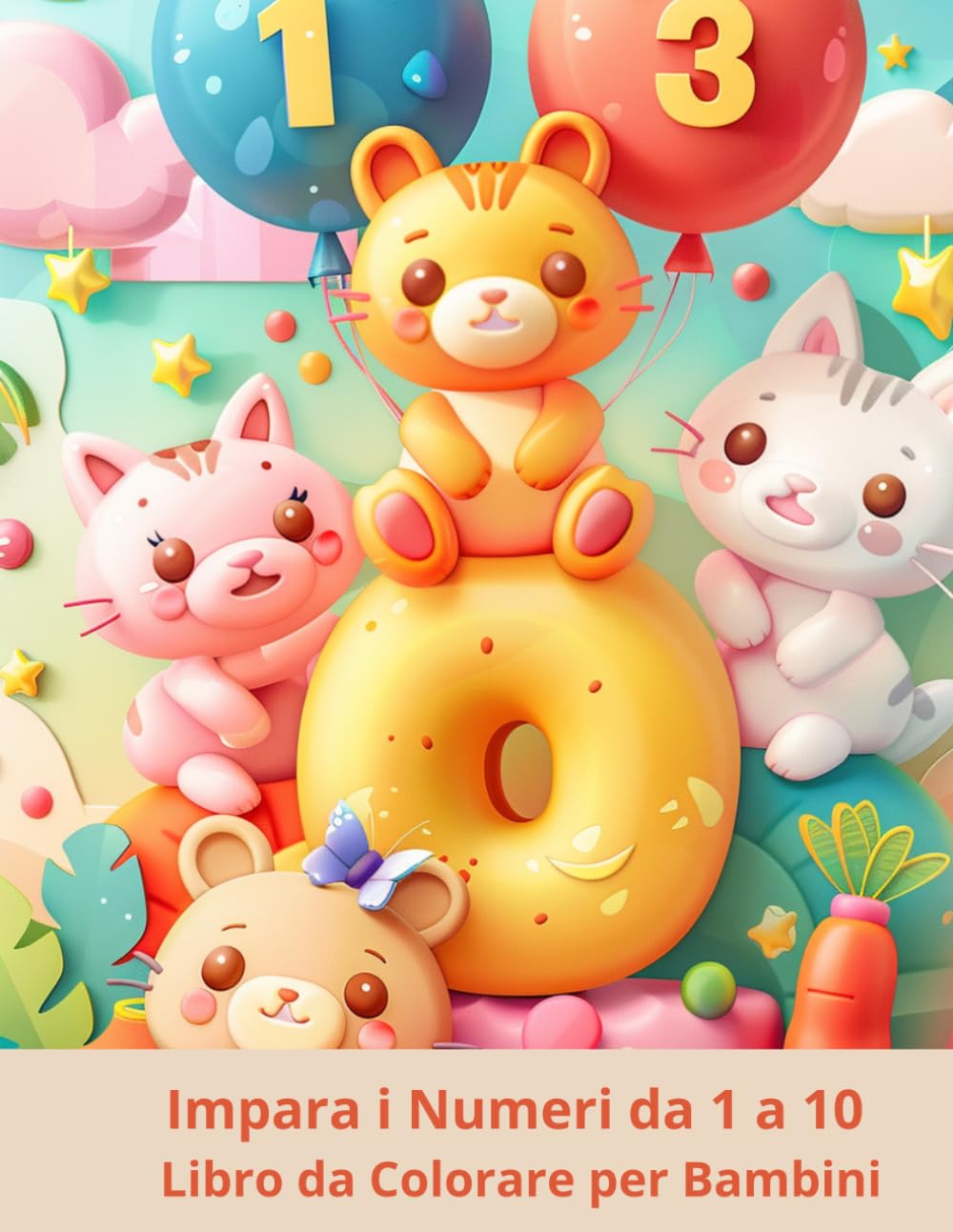 Impara i Numeri da 1 a 10: 30 immagini da colorare per bambini 3-6 anni – Attività educativa per imparare a contare con animali, frutta e oggetti