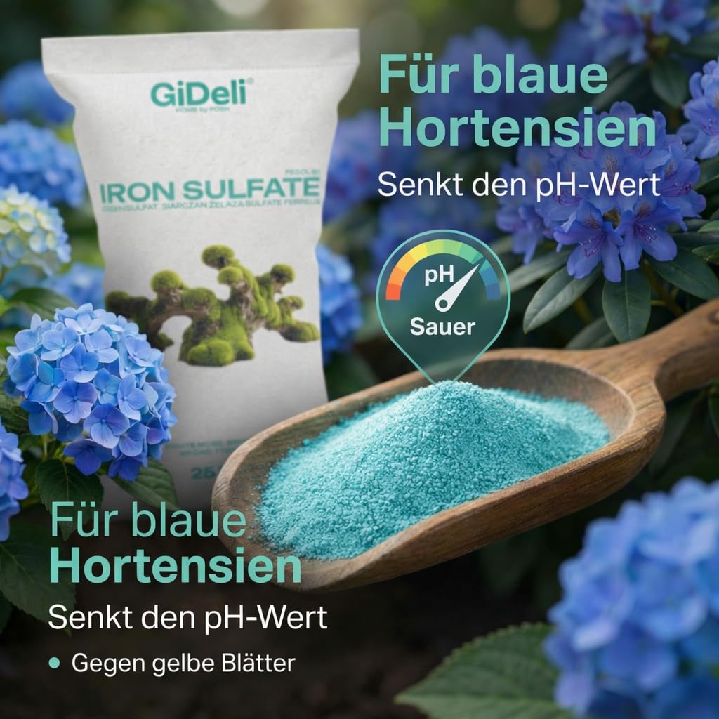 GiDeli Eisensulfat Heptahydrat 25kg - Eisendnger fr Rasen, Rhododendron &  Hortensien - Dnger Garten Gegen Moos & Gelbe Bltter - Wasserlslicher ...