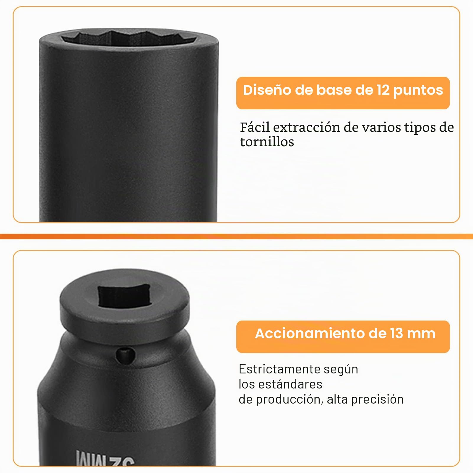 Juego de 4 llaves de impacto de 1/2 pulgadas, juego de tuercas Torx para reparación y mantenimiento, 30/32/34/36 mm, para llaves de trinquete y zócalo de sujeción para destornillador