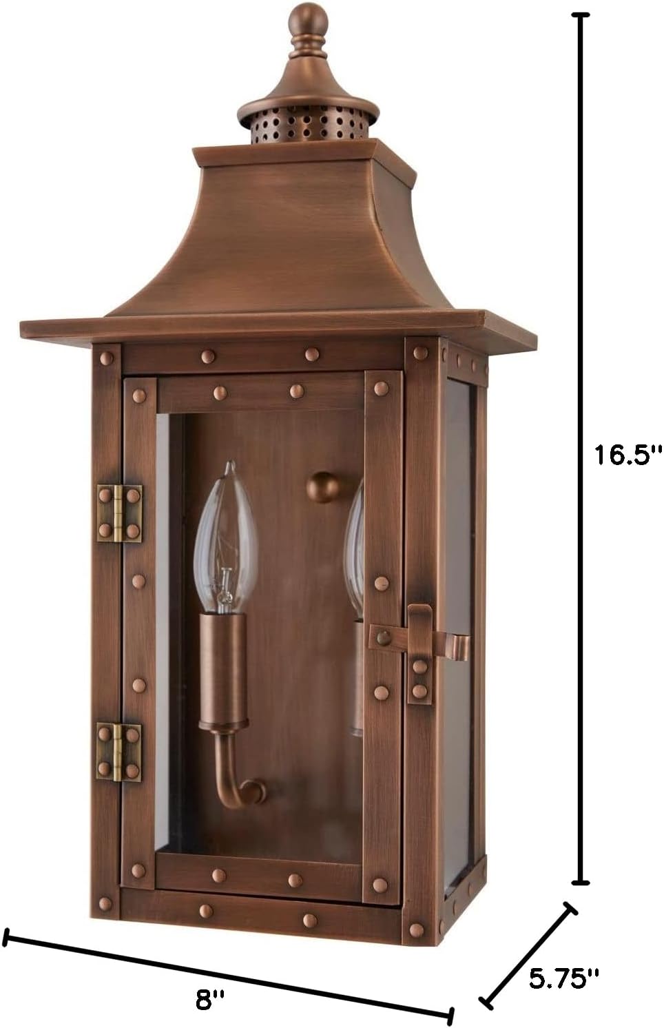 Copper Patina 20" Solid Copper Outdoor Wall Lantern with Clear Glass