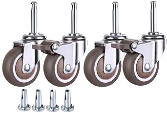 2 Inch Rubber Caster Wheel Set of 42 with Brakes & 2 Without with 5/16" x 1-1/2" 8 x 38mm Stem Sockets, for Furniture Crib Trolley Dining Car Casters