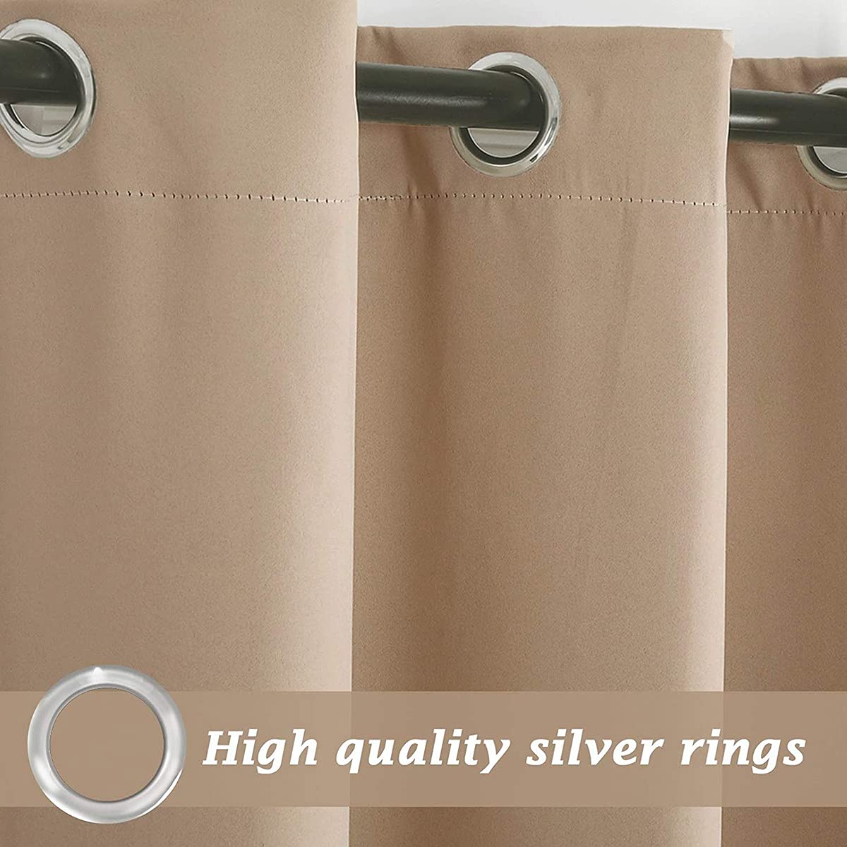 Rideau Extérieur pour Terrasse Pergola, Rideau Occultants avec Oeillet, Imperméables Rideaux Occultants Protection Anti-UV avec Oeillet, 1 Panneau Rideaux D'extérieur Silver Gray-500×270 cm